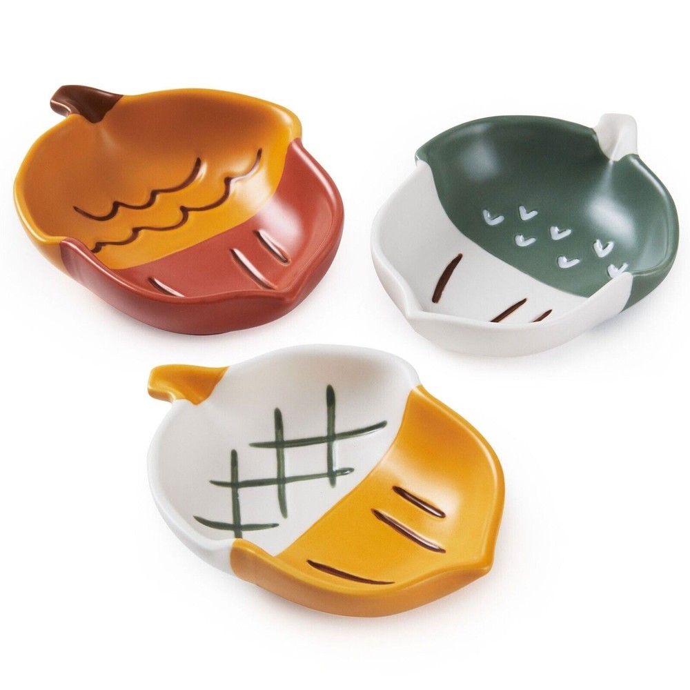 New Hallmark Autumn Fall Acorns Stacking‎ Bowls Set of 3 Ceramic Microwave Safe